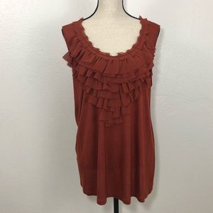 Apt. 9 Rust Ruffle Neckline Tank